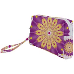 Mandala Stained Flower Drawing Wristlet Pouch Bag (small) by Wegoenart