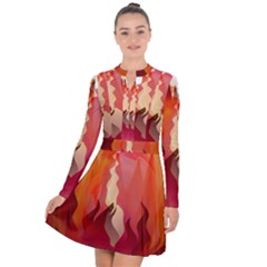 Fire Abstract Cartoon Red Hot Long Sleeve Panel Dress by Wegoenart