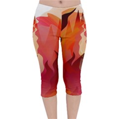 Fire Abstract Cartoon Red Hot Velvet Capri Leggings  by Wegoenart