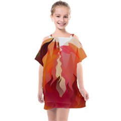 Fire Abstract Cartoon Red Hot Kids  One Piece Chiffon Dress