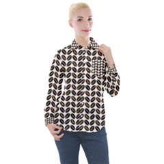 Coffee Beans Pattern Illustrator Women s Long Sleeve Pocket Shirt