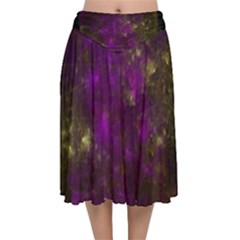 Apophysis Attractor Colours Digital Velvet Flared Midi Skirt by Wegoenart