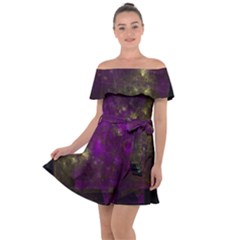 Apophysis Attractor Colours Digital Off Shoulder Velour Dress by Wegoenart