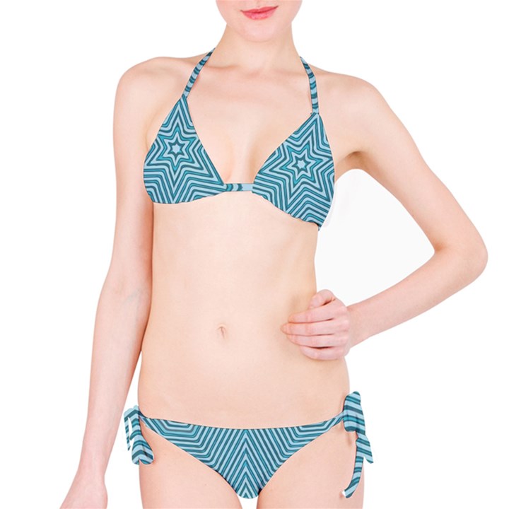 Lines Blue Repeating Textile Classic Bikini Set