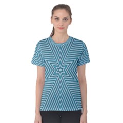 Lines Blue Repeating Textile Women s Cotton Tee