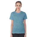 Lines Blue Repeating Textile Women s Cotton Tee View1