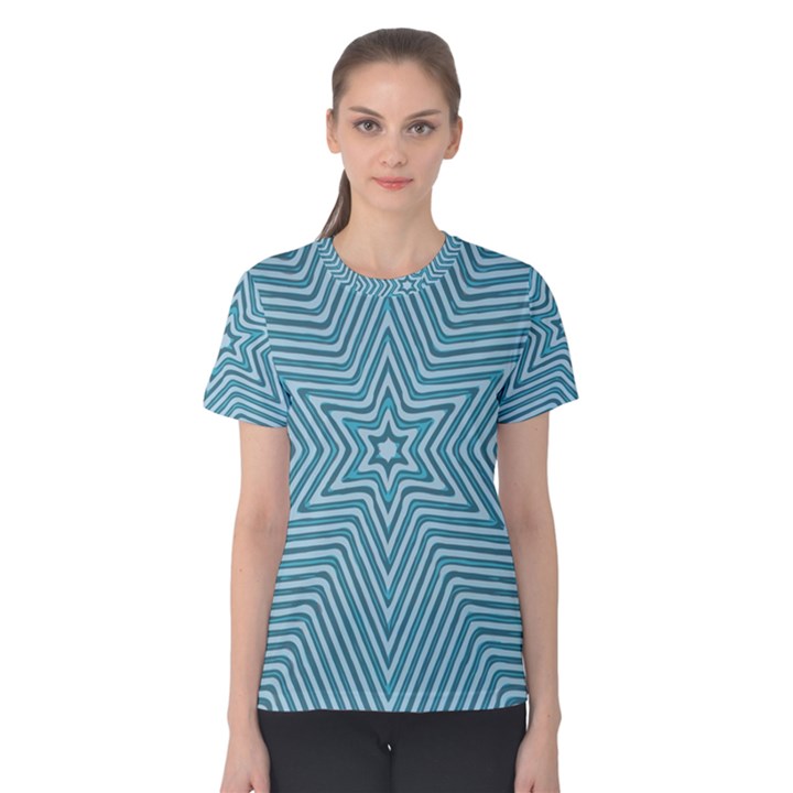 Lines Blue Repeating Textile Women s Cotton Tee