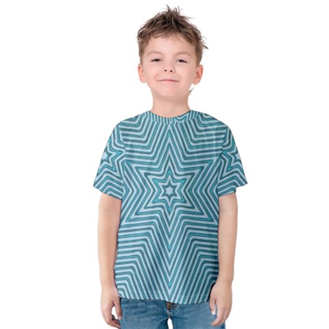 Lines Blue Repeating Textile Kids  Cotton Tee by Wegoenart