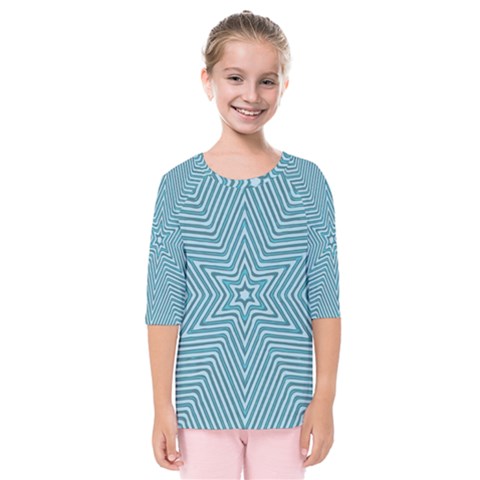 Lines Blue Repeating Textile Kids  Quarter Sleeve Raglan Tee by Wegoenart