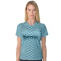 Lines Blue Repeating Textile V-Neck Sport Mesh Tee View1