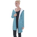 Lines Blue Repeating Textile Longline Hooded Cardigan View1