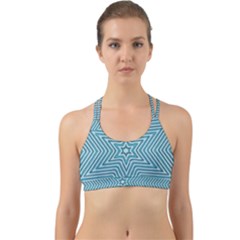 Lines Blue Repeating Textile Back Web Sports Bra by Wegoenart