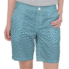 Lines Blue Repeating Textile Pocket Shorts by Wegoenart