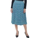 Lines Blue Repeating Textile Classic Velour Midi Skirt  View1