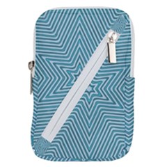 Lines Blue Repeating Textile Belt Pouch Bag (large)