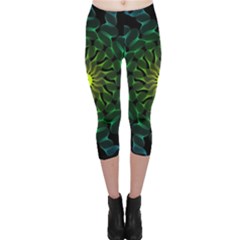 Abstract Ribbon Green Blue Hues Capri Leggings  by Wegoenart