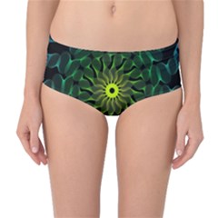 Abstract Ribbon Green Blue Hues Mid-waist Bikini Bottoms by Wegoenart