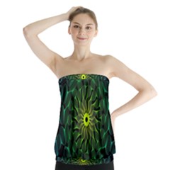 Abstract Ribbon Green Blue Hues Strapless Top by Wegoenart