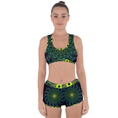 Abstract Ribbon Green Blue Hues Racerback Boyleg Bikini Set by Wegoenart