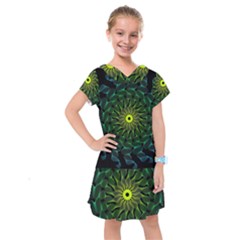 Abstract Ribbon Green Blue Hues Kids  Drop Waist Dress by Wegoenart