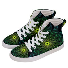 Abstract Ribbon Green Blue Hues Men s Hi-top Skate Sneakers by Wegoenart