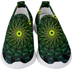 Abstract Ribbon Green Blue Hues Kids  Slip On Sneakers by Wegoenart