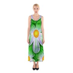 Seamless Repeating Tiling Tileable Flowers Sleeveless Maxi Dress