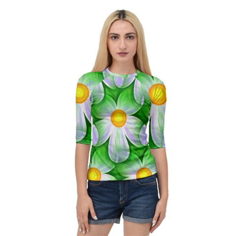 Seamless Repeating Tiling Tileable Flowers Quarter Sleeve Raglan Tee by Wegoenart