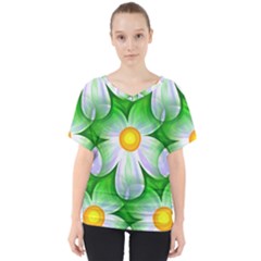 Seamless Repeating Tiling Tileable Flowers V-neck Dolman Drape Top by Wegoenart