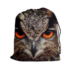 Owl Bird Eyes Eagle Owl Birds Drawstring Pouch (xxl) by Wegoenart