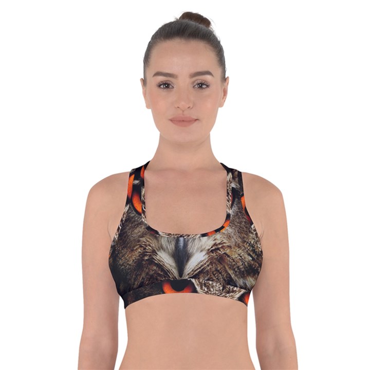 Owl Bird Eyes Eagle Owl Birds Cross Back Sports Bra