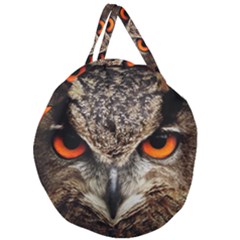 Owl Bird Eyes Eagle Owl Birds Giant Round Zipper Tote by Wegoenart