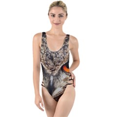 Owl Bird Eyes Eagle Owl Birds High Leg Strappy Swimsuit by Wegoenart