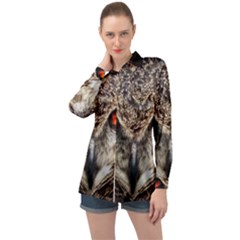 Owl Bird Eyes Eagle Owl Birds Long Sleeve Satin Shirt