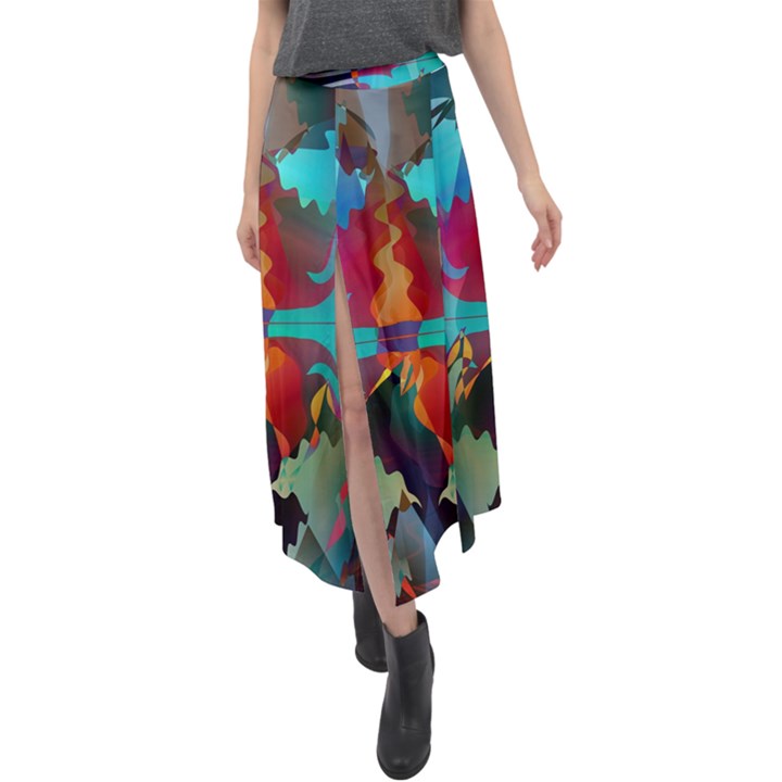 Background Sci Fi Fantasy Colorful Velour Split Maxi Skirt