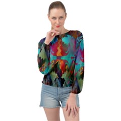 Background Sci Fi Fantasy Colorful Banded Bottom Chiffon Top