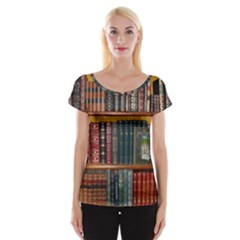 Books Library Bookshelf Bookshop Cap Sleeve Top by Wegoenart