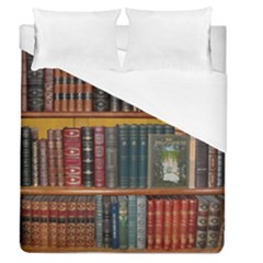 Books Library Bookshelf Bookshop Duvet Cover (queen Size) by Wegoenart