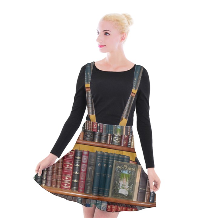 Books Library Bookshelf Bookshop Suspender Skater Skirt