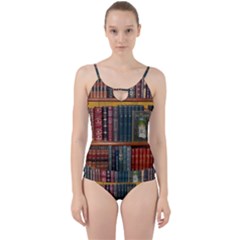 Books Library Bookshelf Bookshop Cut Out Top Tankini Set by Wegoenart