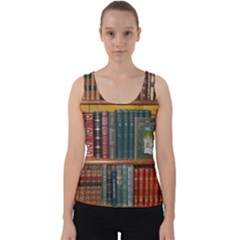 Books Library Bookshelf Bookshop Velvet Tank Top by Wegoenart