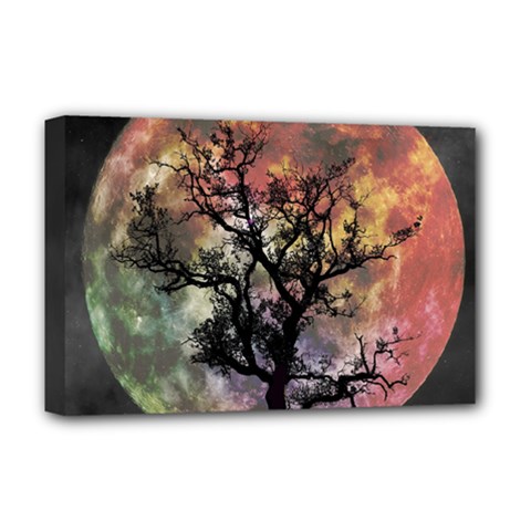 Full Moon Silhouette Tree Night Deluxe Canvas 18  X 12  (stretched) by Wegoenart