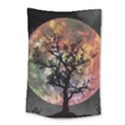 Full Moon Silhouette Tree Night Small Tapestry View1