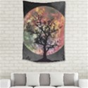 Full Moon Silhouette Tree Night Small Tapestry View2