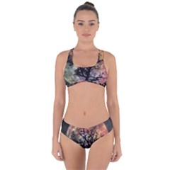 Full Moon Silhouette Tree Night Criss Cross Bikini Set by Wegoenart