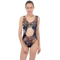 Full Moon Silhouette Tree Night Center Cut Out Swimsuit by Wegoenart