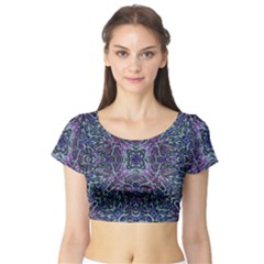 Pattern Fire Purple Repeating Short Sleeve Crop Top by Wegoenart