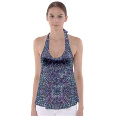 Pattern Fire Purple Repeating Babydoll Tankini Top by Wegoenart