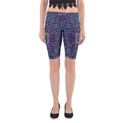 Pattern Fire Purple Repeating Yoga Cropped Leggings by Wegoenart