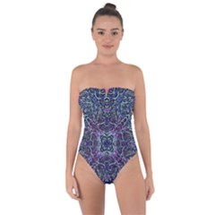 Pattern Fire Purple Repeating Tie Back One Piece Swimsuit by Wegoenart